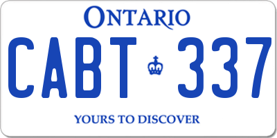 ON license plate CABT337