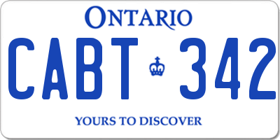 ON license plate CABT342