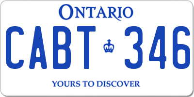 ON license plate CABT346