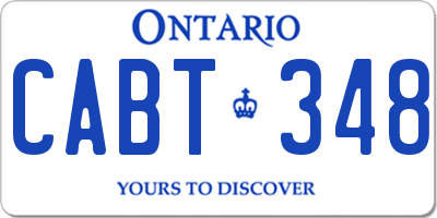 ON license plate CABT348