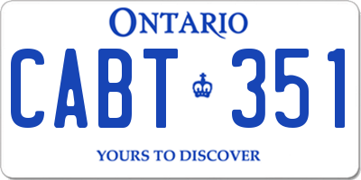 ON license plate CABT351