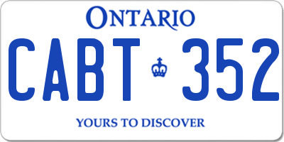 ON license plate CABT352