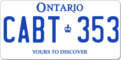 ON license plate CABT353