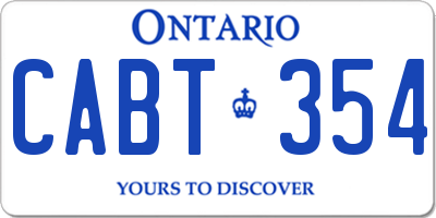 ON license plate CABT354