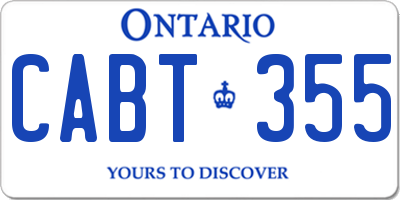 ON license plate CABT355