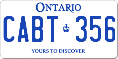 ON license plate CABT356