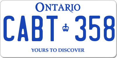 ON license plate CABT358