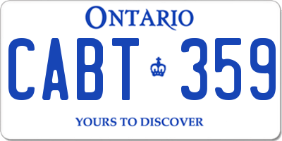 ON license plate CABT359