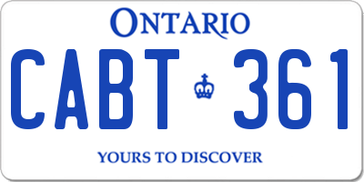 ON license plate CABT361