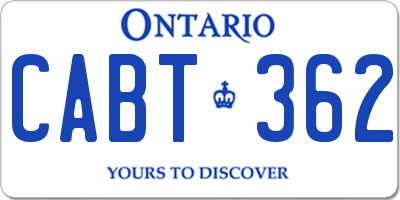 ON license plate CABT362