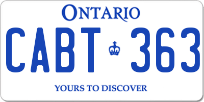 ON license plate CABT363