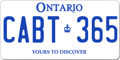 ON license plate CABT365