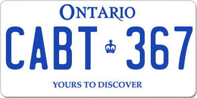 ON license plate CABT367