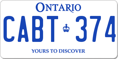 ON license plate CABT374