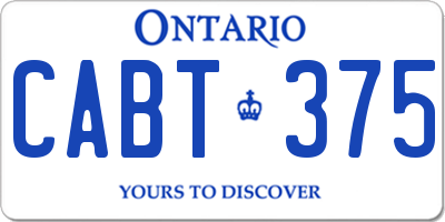 ON license plate CABT375