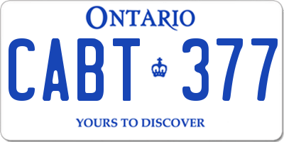 ON license plate CABT377