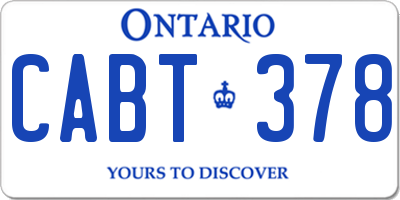 ON license plate CABT378