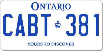 ON license plate CABT381