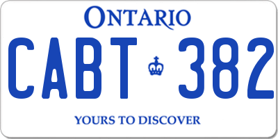 ON license plate CABT382