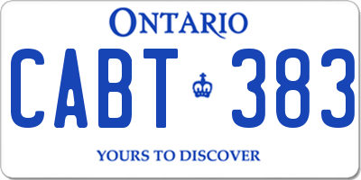 ON license plate CABT383