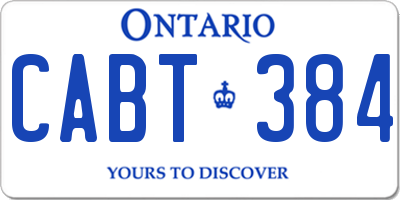 ON license plate CABT384