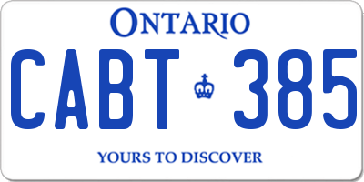 ON license plate CABT385