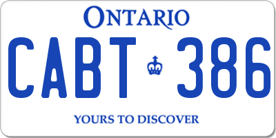 ON license plate CABT386