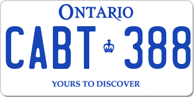 ON license plate CABT388