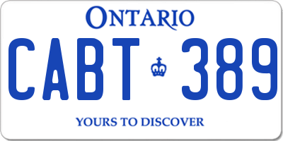 ON license plate CABT389