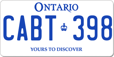 ON license plate CABT398