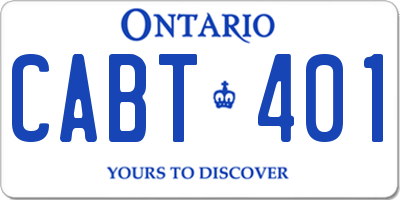 ON license plate CABT401