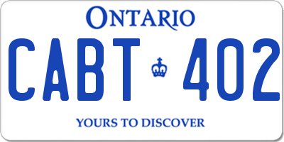 ON license plate CABT402