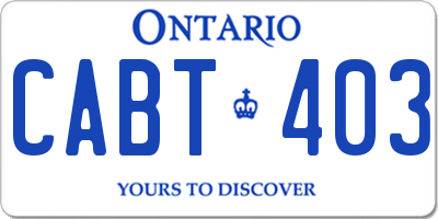 ON license plate CABT403