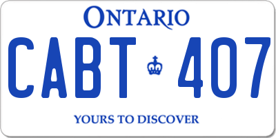 ON license plate CABT407