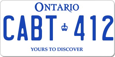 ON license plate CABT412