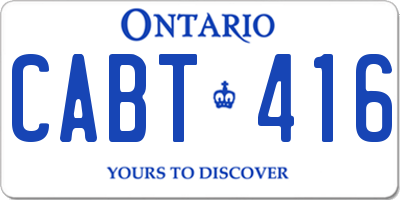 ON license plate CABT416