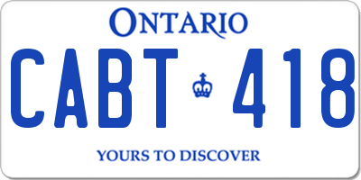 ON license plate CABT418