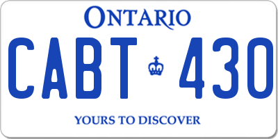 ON license plate CABT430