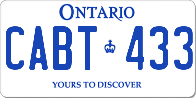 ON license plate CABT433