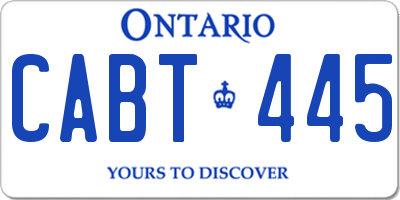 ON license plate CABT445