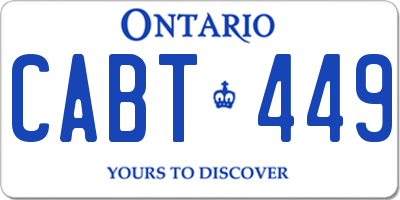 ON license plate CABT449