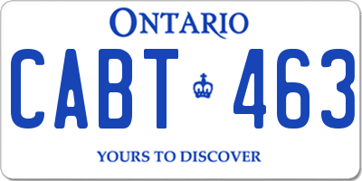 ON license plate CABT463