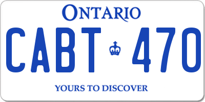 ON license plate CABT470