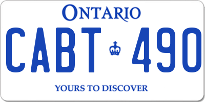 ON license plate CABT490