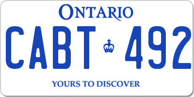 ON license plate CABT492