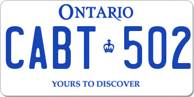 ON license plate CABT502