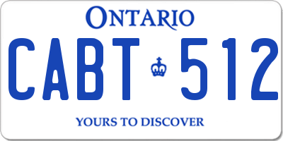 ON license plate CABT512