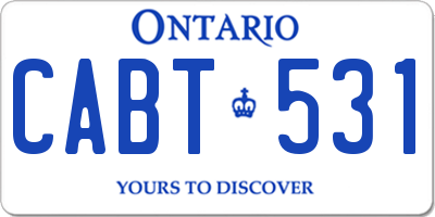 ON license plate CABT531