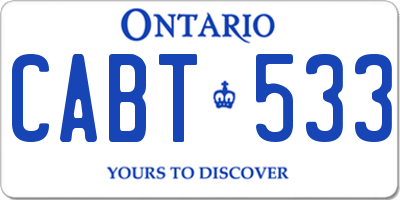 ON license plate CABT533