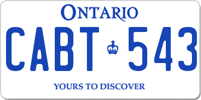 ON license plate CABT543